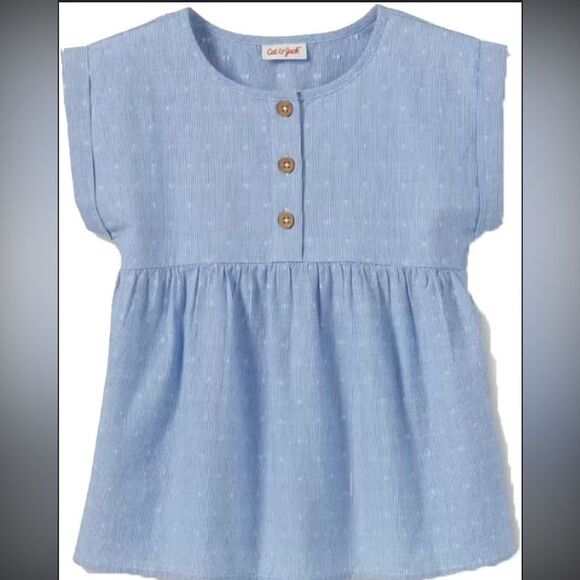 Cat & Jack Tops - Cat& Jack medium 7/8 blue short sleeve little girls top